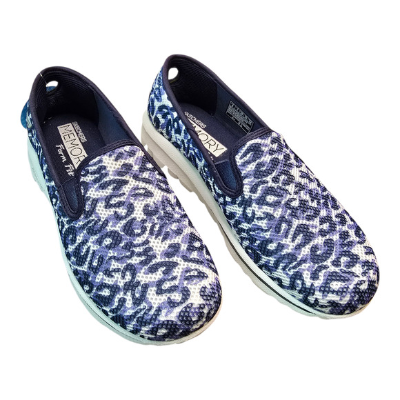 Skechers Shoes - Skechers Go Walk Dazzle Sneakers Womens Size 5W Navy/White Memory Foam Comfort